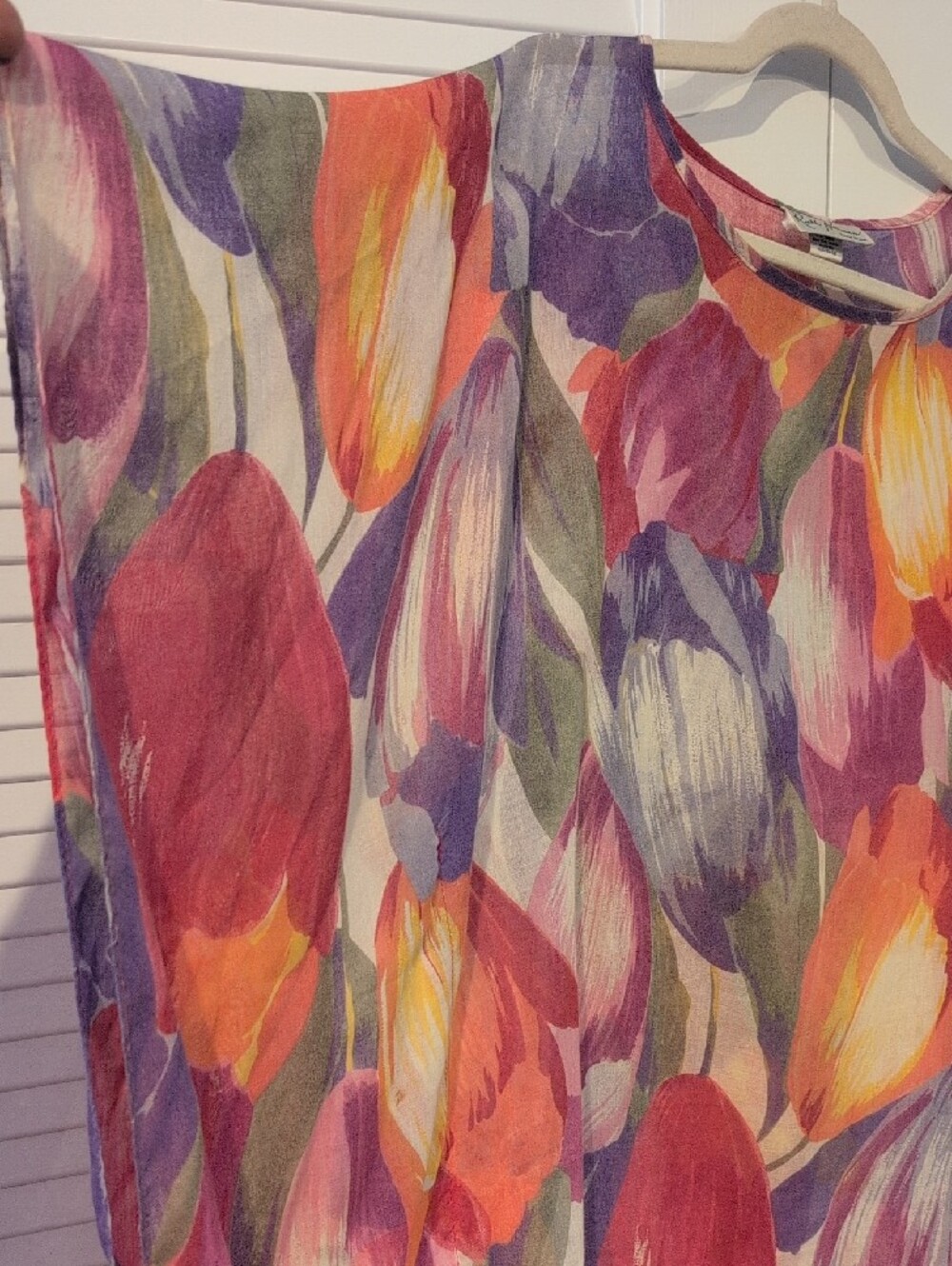Vintage Ruth Norman New York Watercolor Tulip Kaftan - Picture 5 of 9